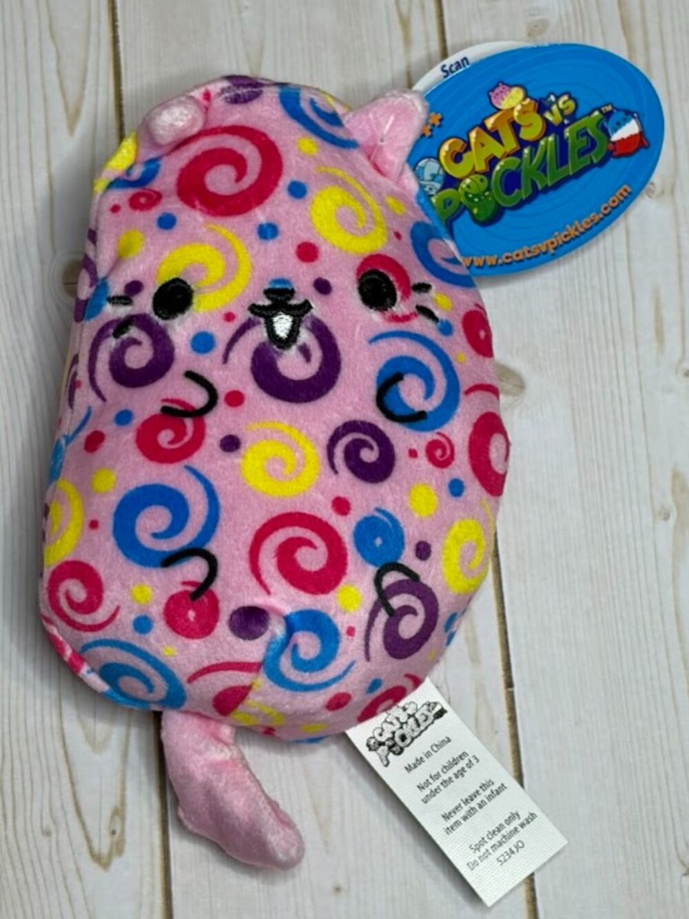 4 for $12 Cats vs Pickles Doodles #362 Pink Swirl Cat Plush 4" NWT